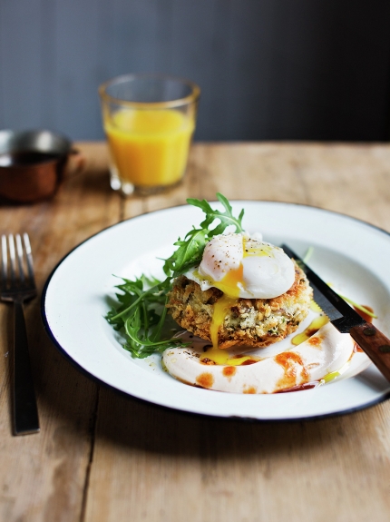 Beef hash cakes with chipotle yoghurt