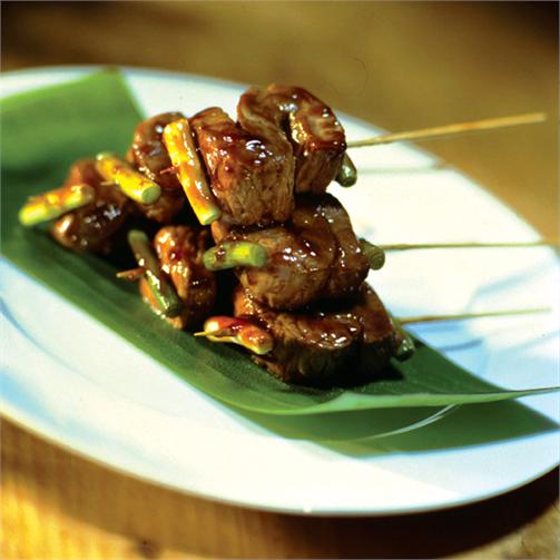 honey soy beef skewers